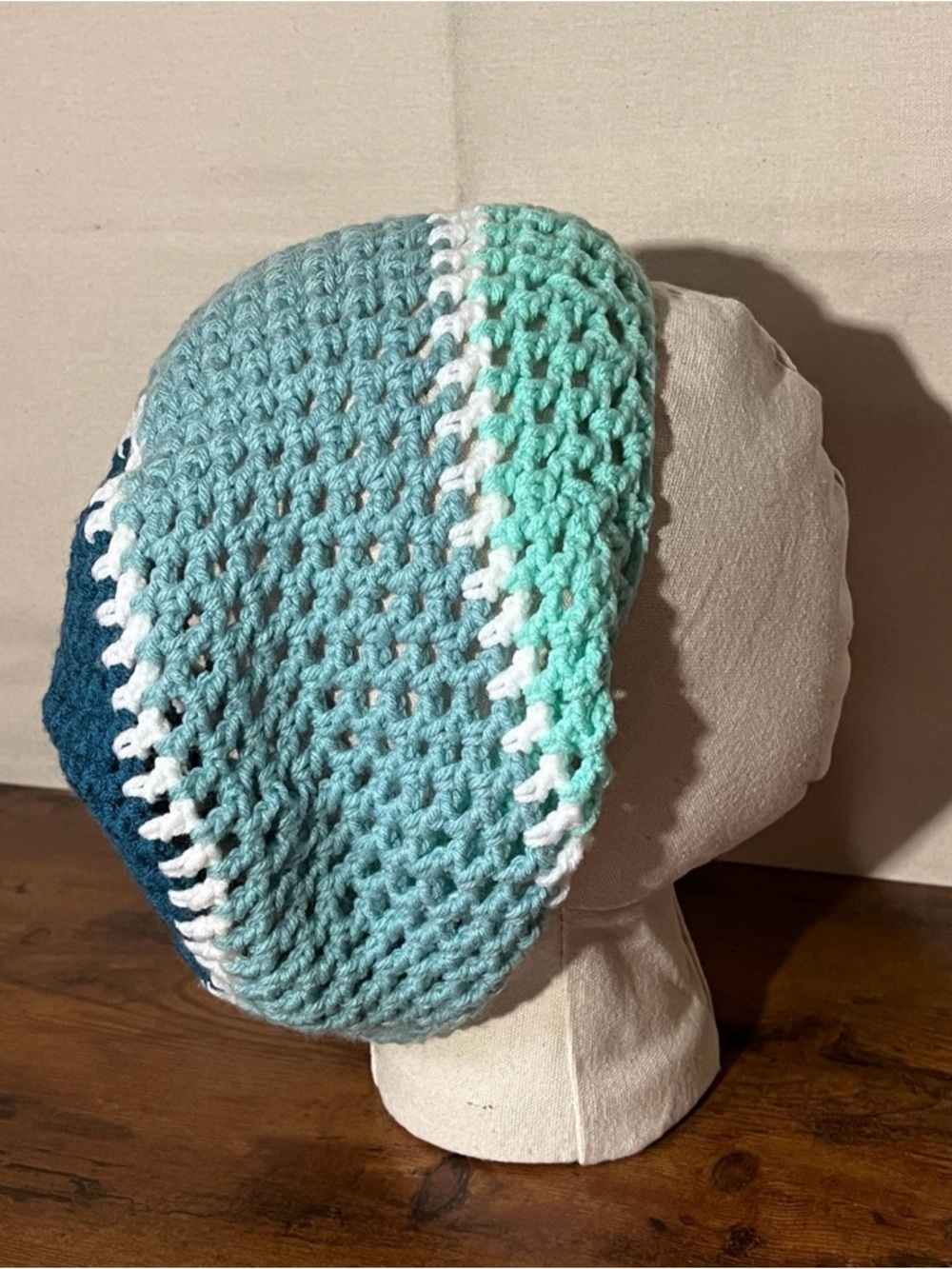 Handmade Crochet Rasta Tam Hat | Slouchy Beanie for Locs | Blue
